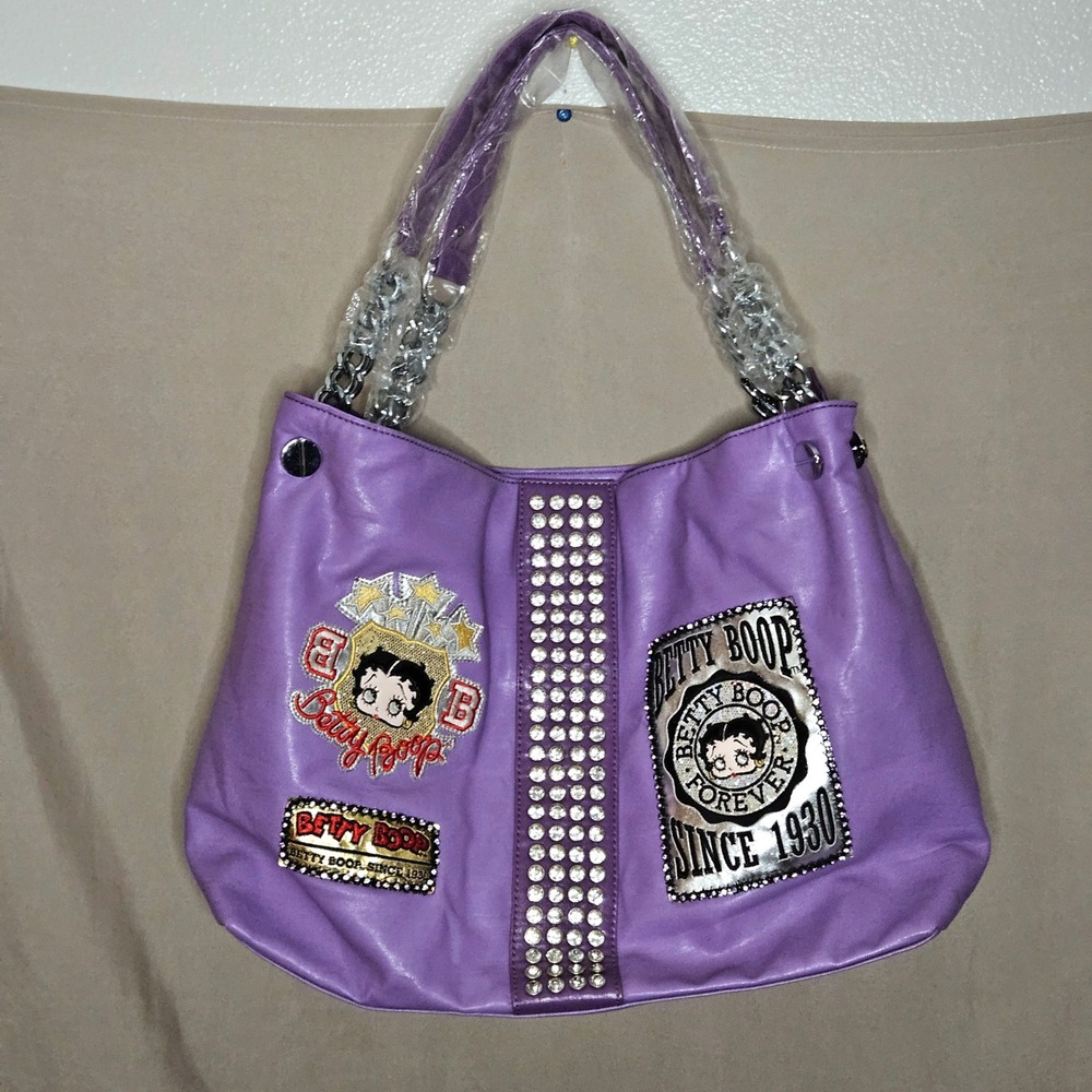 Betty Boop Purple Purse Rhinestone Embellished Shoulder Bag